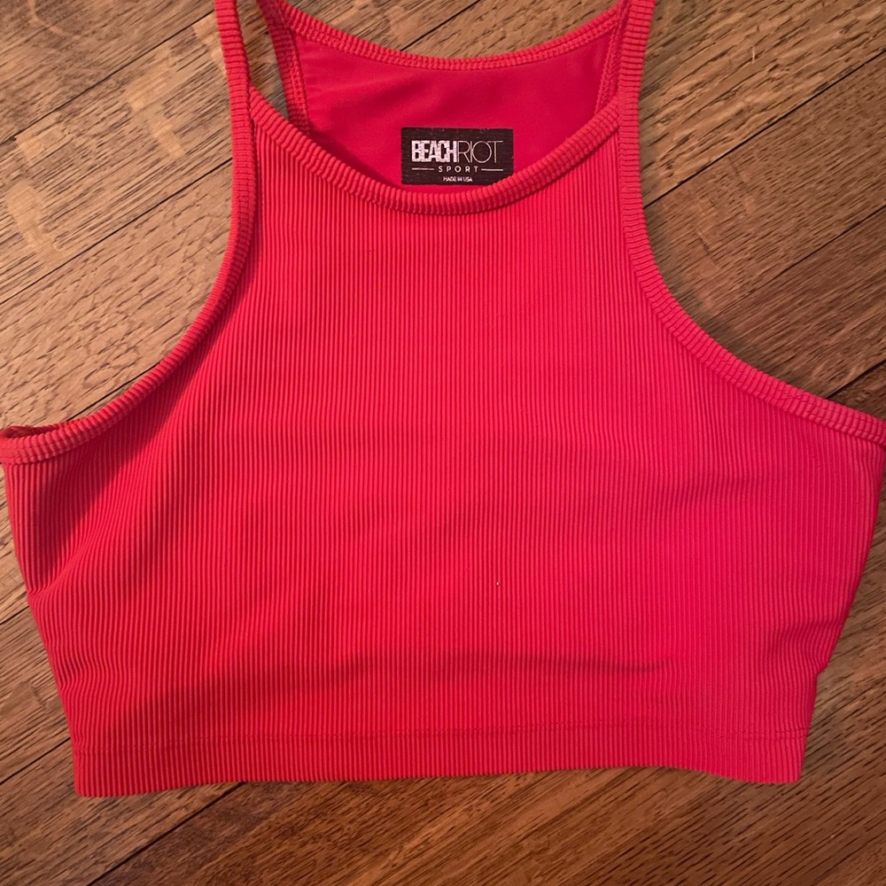 Beach Riot Bold Red Ribbed Top